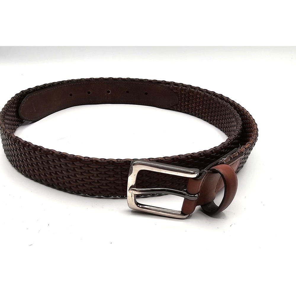 Vintage St Johns Bay Braided Belt Brown Silver Buckle Unisex Fits 41-45 Boho MCM